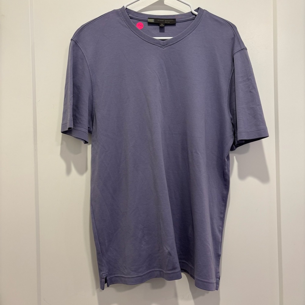 Robert Barakett Montreal V-Neck Pima Cotton Short Sleeve‎ Tee Purple Mens Size M